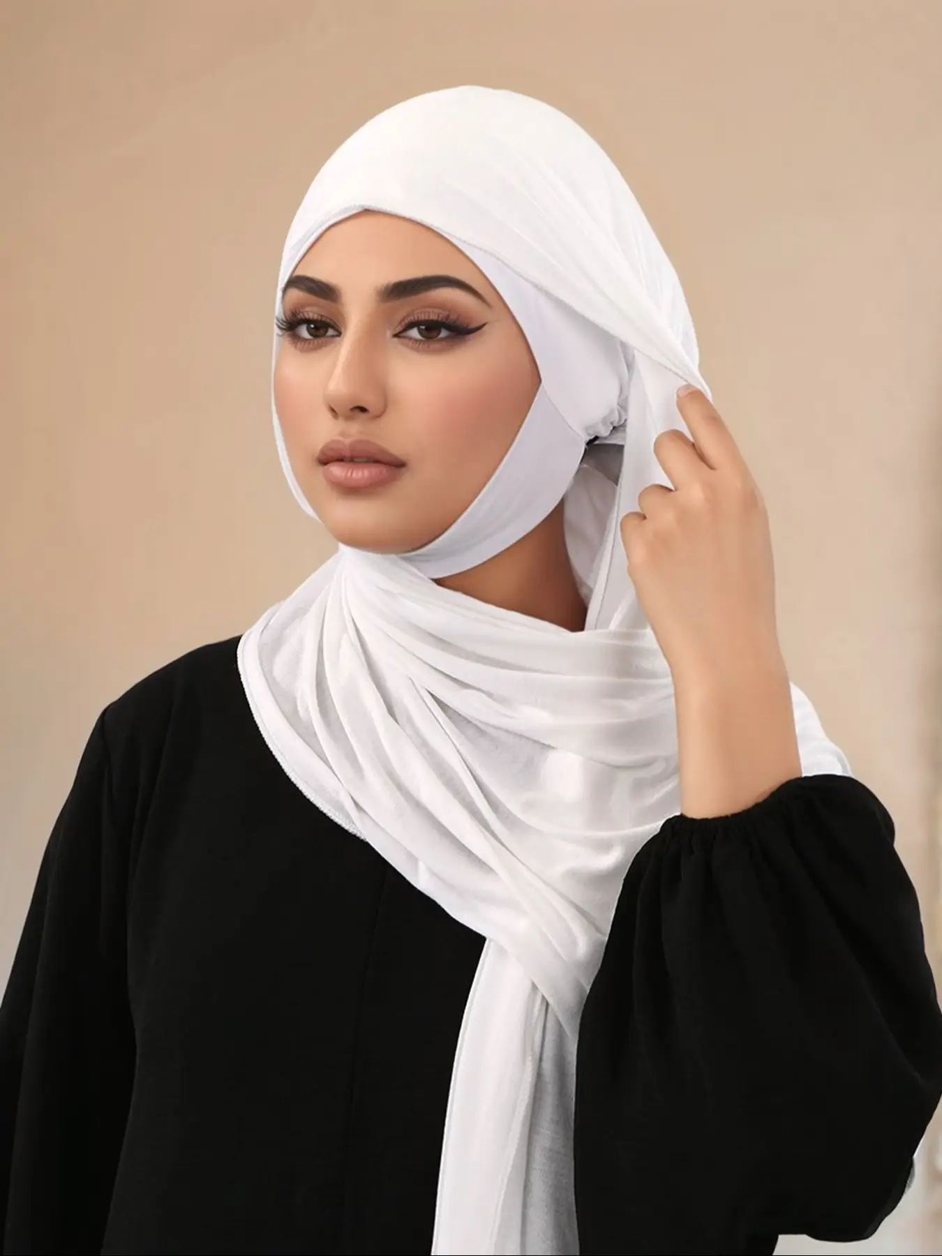 Women's Modest Fashion Jersey Hijab, Soft Breathable Elastic Tube Scarf, Perfect for Daily Prayer Evening Events Important Moments