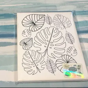 Monstera Plant Pre Printed Canvas 8x10  Handmade with Vinyl 100% Cotton Canvas for Artistic Expression