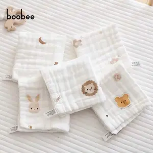 5pcs Baby Saliva Towels, Newborn Ultra Soft Comfortable Cute Small Squares, Baby Face Wipes, Multi-Purpose, Skin-Friendly, Strong Absorbency