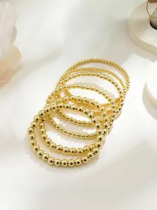 Women's Chain Bead Ball Bracelet Stackable Set, Adjustable Waterproof Jewelry, Non-Tarnish Gift Idea for Her, Adjustable Beaded Design