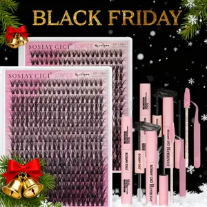 DIY Lash Extension 5-in-1 Kit Lash Clusters 40D D Curvature Individual Lashes 320 pcs Thin Band Cluster Lashes Lash Bond & Seal Remover Tweezers Lash Brush Lash Clusters Kit BLACK FRIDAY Best Gift for Girls Women for Thanksgiving Day Christmas