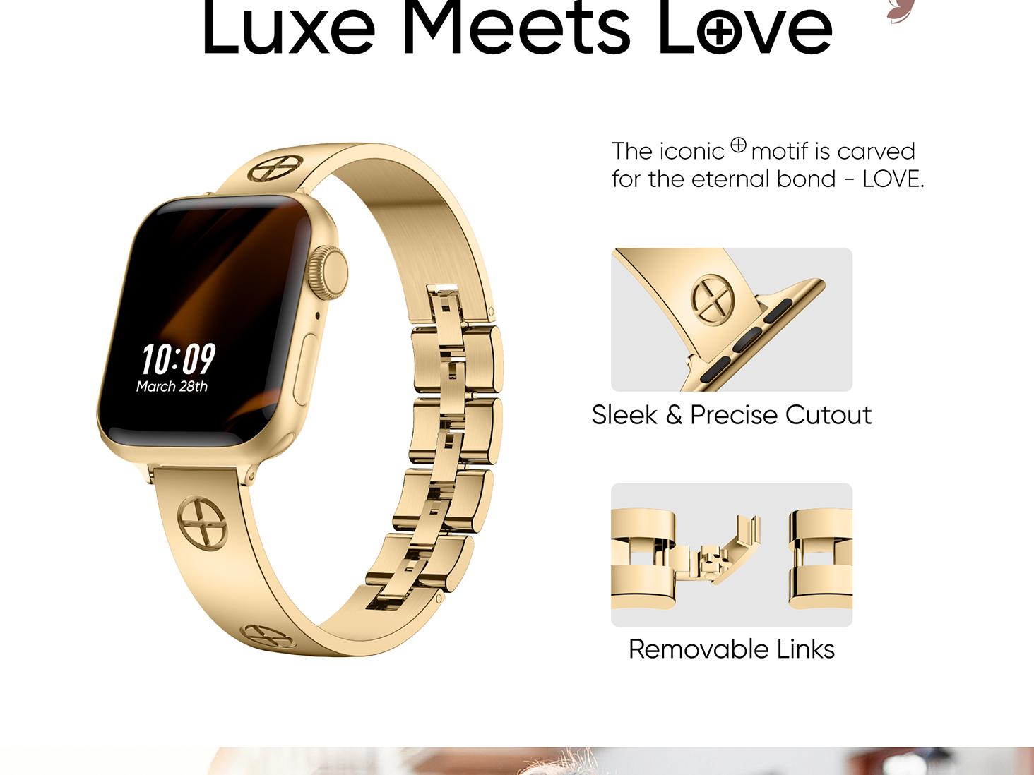 Missair 316L Stainless Steel Luxury Band Compatible with Apple Watch Series 11-1, SE, Ultra (38mm-49mm) , Adjustable Bracelet Strap for Women