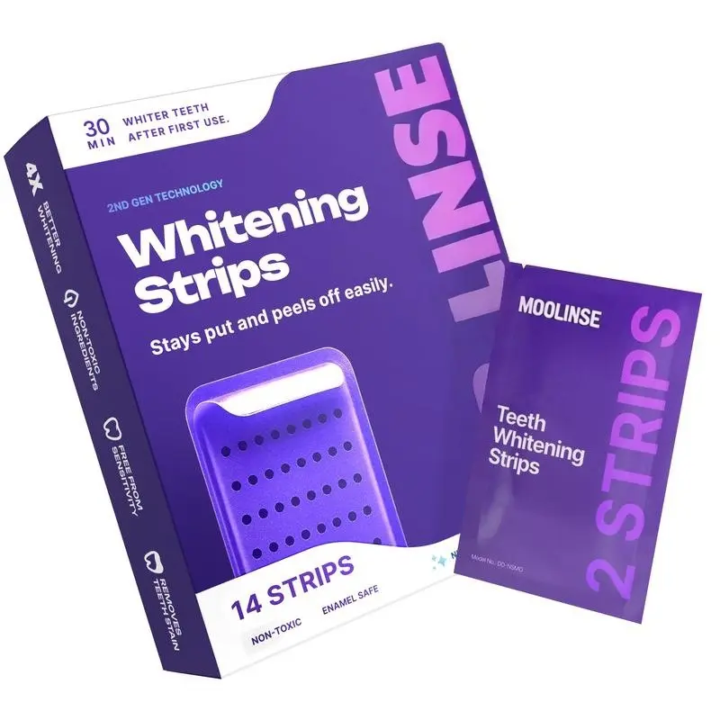 Purple Teeth Whitening Strips, Peroxide-Free, Gentle White Strips for Teeth Care, Daily Oral Care Strips for Adults