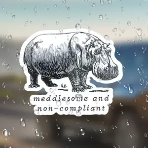 Stickers Love-Checking Hippo Sticker, Fun Animal Decal for Kids & Adults, Perfect for Scrapbooking, Journals, Laptops, Water Bottles