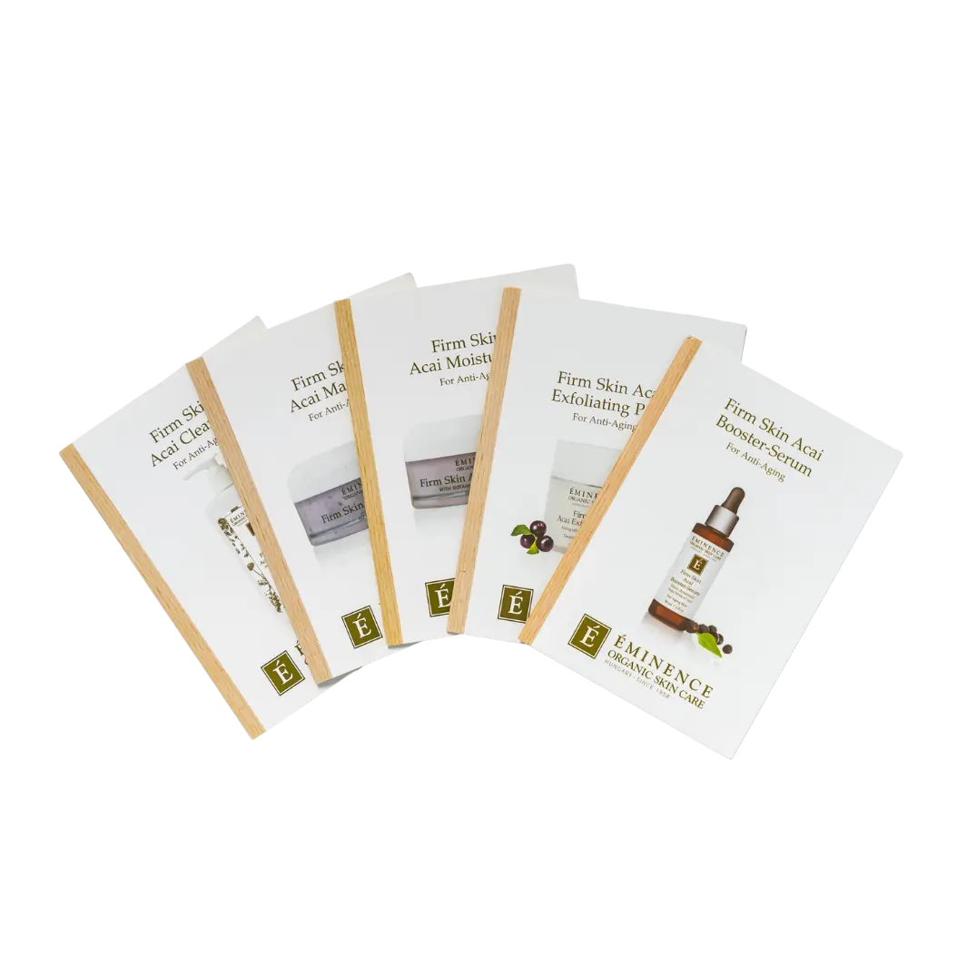 Eminence Organics Firm Skin Sample Set - Organic Skincare Kit with Moisturizer, Cleanser, Peel for Hydrating Skin, Premium Beauty Products