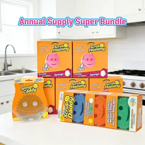 8-Pack*5 Set Scrub Mommy Color Absorbent Sponges Scrub Daddy kitchen Scratch-Free Dual-Sided Dish Cleaning Sponges BPA Free Polymer Foam Stain & Odor Resistant Absorbent Annual Supply Super Bundle