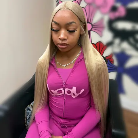 12A Shiny Blonde Colored for Women 13x4 Lace Front Human Hair Wigs 200 Density Milk Tea Colored with Baby Hair Transparent Lace Front Wigs