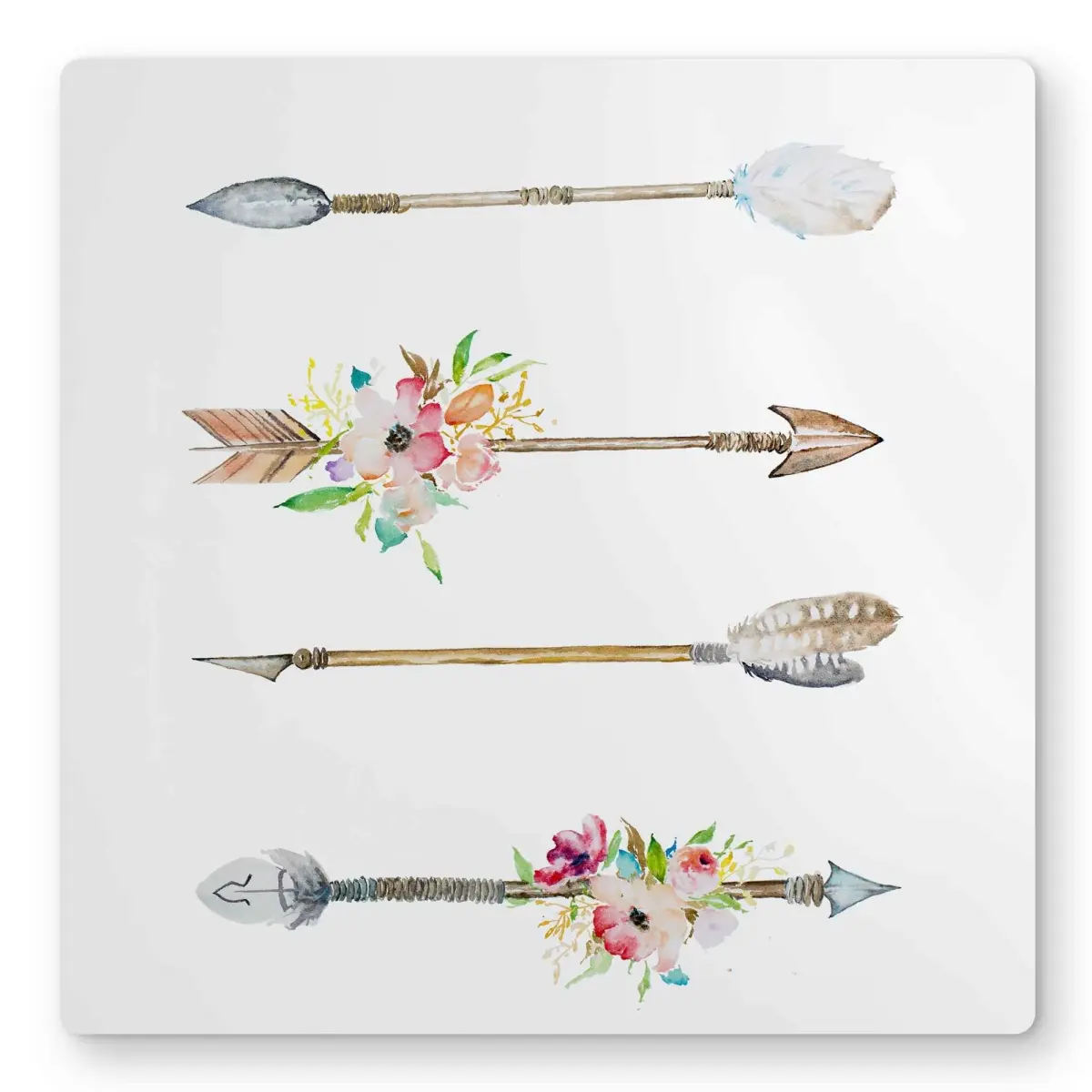 Begin Home Decor C1MP1616V4470P 16 x 16 in. Flaches Et Fleurs Wall Art - Bedroom Floral Metal Print