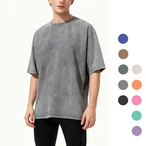 Oversized T-Shirts for Men - 1/4 Pack, Gym Vintage Heavyweight T-Shirts, Cotton Workout Acid Washed Baggy Tees