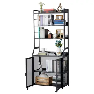 2-in-1 Bookshelf Desk with Storage Shelves for Home Office, Bedroom and Small Space Organization