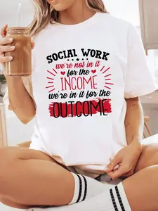 100% Cotton Unisex Social Worker Love Social Work T-Shirt Short Sleeve T-Shirt Women's Men's Graphic Tee Causal Tops