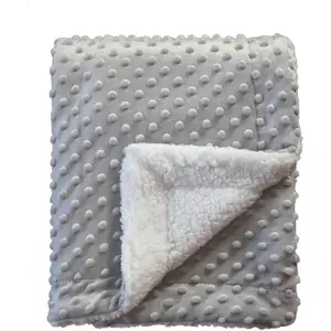 Cozy Soft Warm Sherpa Baby Blanket  Infant Toddler's Crib Cot Stroller Gifts  Baby Boys All Season Use (30"X40" Light Grey dot)