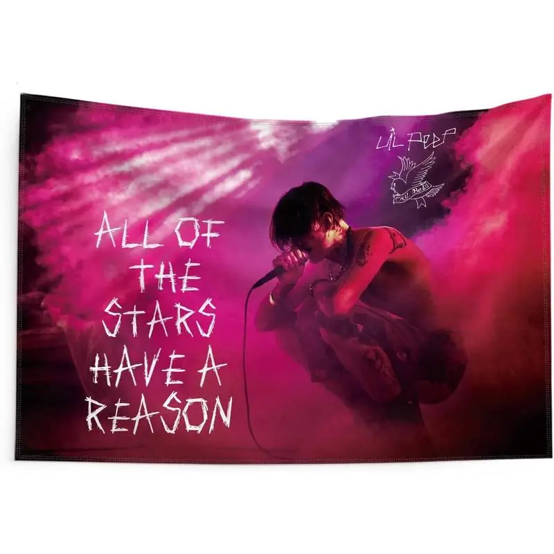 Lil Peep Pink Watercolour Print Cotton-Polyester Tapestry - Glam Strong Home Decor Wall Hanging for Bedroom, Balcony Partition, Decorative
