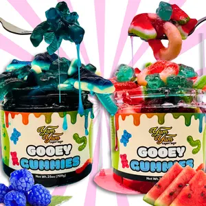 Sweet Gooey Gummies in Sweet Ooze Liquid Candy Blue Raspberry - Watermelon - Wet Snack 13-25 oz Container Chewy Gummy
