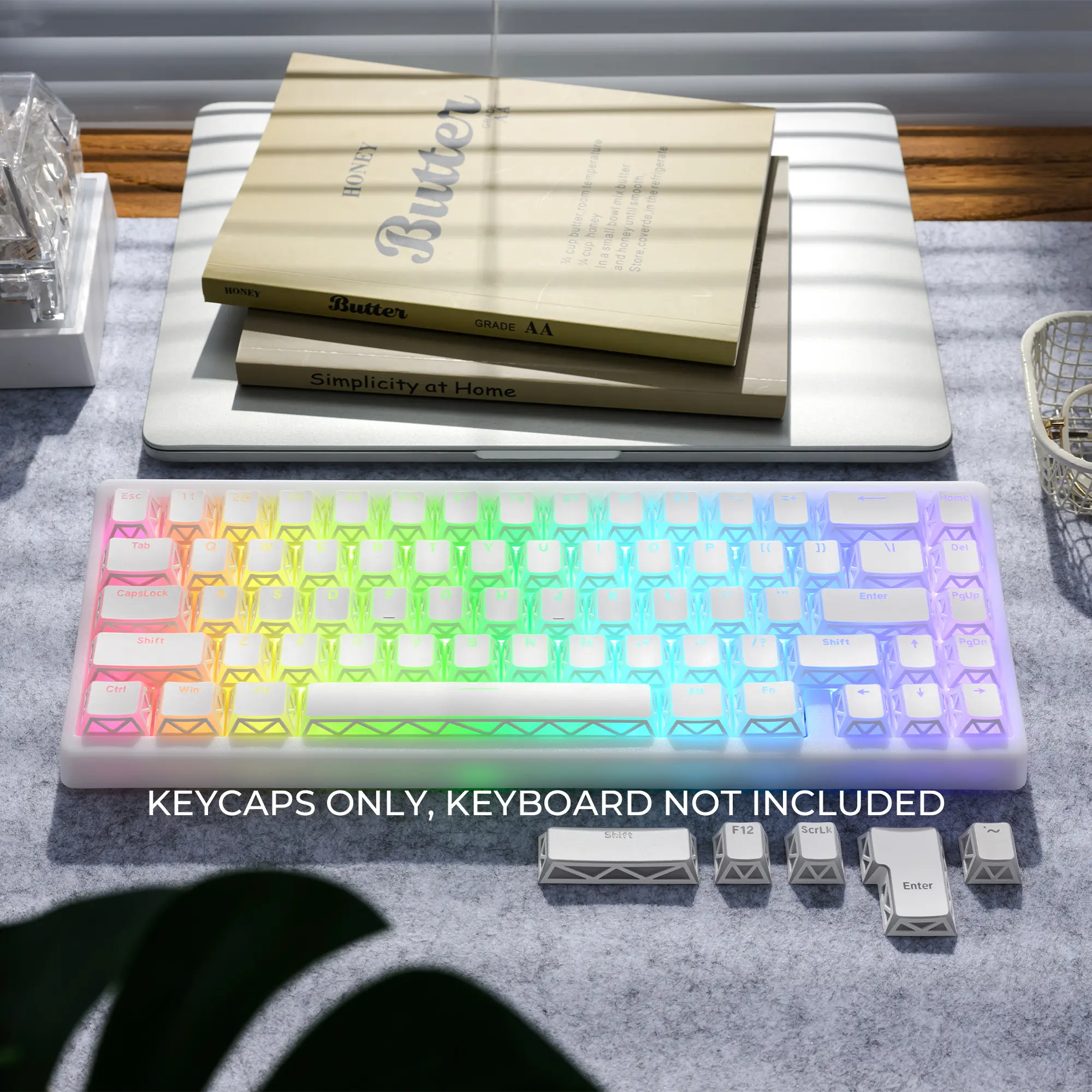 XVX PRISM Refraction PBT Keycaps Shine-Through Cherry Profile 130-Key Keycap Set（Keycaps Only, Keyboard Not Included）