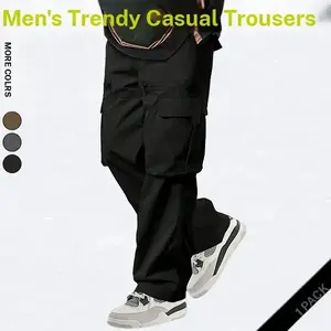Men's flap pocket loose fitting cargo pants, street style casual pants, suitable for all seasons, casual street style clothing, menswear, apparel, casual street style trousers, comfortable casual pants, outdoor functional pants