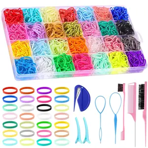 TopsyTail  Rubber Bands with 8 Hair Styling Tools 1500 Pcs Colourful Elastic Ties Small Rubber Bands Baby Toddler Ties for Girls Hair Accessories Christmas Gifts