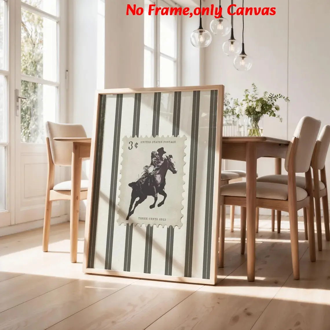 1pc, wall art, Wall decoration, Artwork, vintage poster, Graphic Prints, Horse Pattern Print, western Cowboy stripes rodeo print, midwestern mid-century modern horse painting, home decor, housewarming gift, unframed