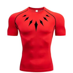 Men's superhero Compression Shirt Anime Print Gym Sport Quick Dry Gym TShirts Fitness Athletic Undershirts Elasticity Tops Tee Summer Male