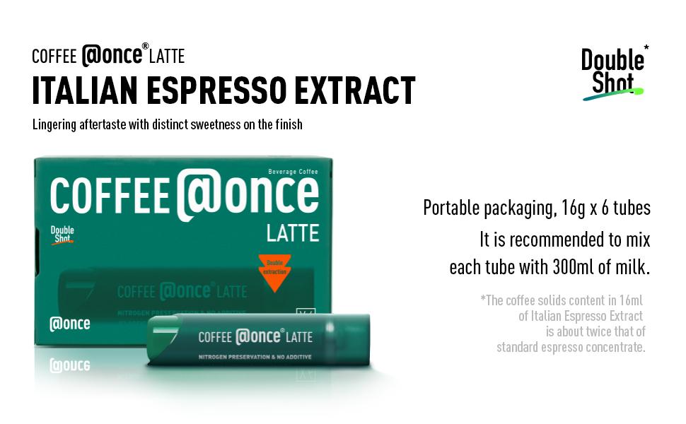 Coffee At Once Cold Brew Coffee Concentrate-latte,Perfect for Instant ice,Coffee Beverage,Perfect Gift for New Year’s Day,6 Tubes