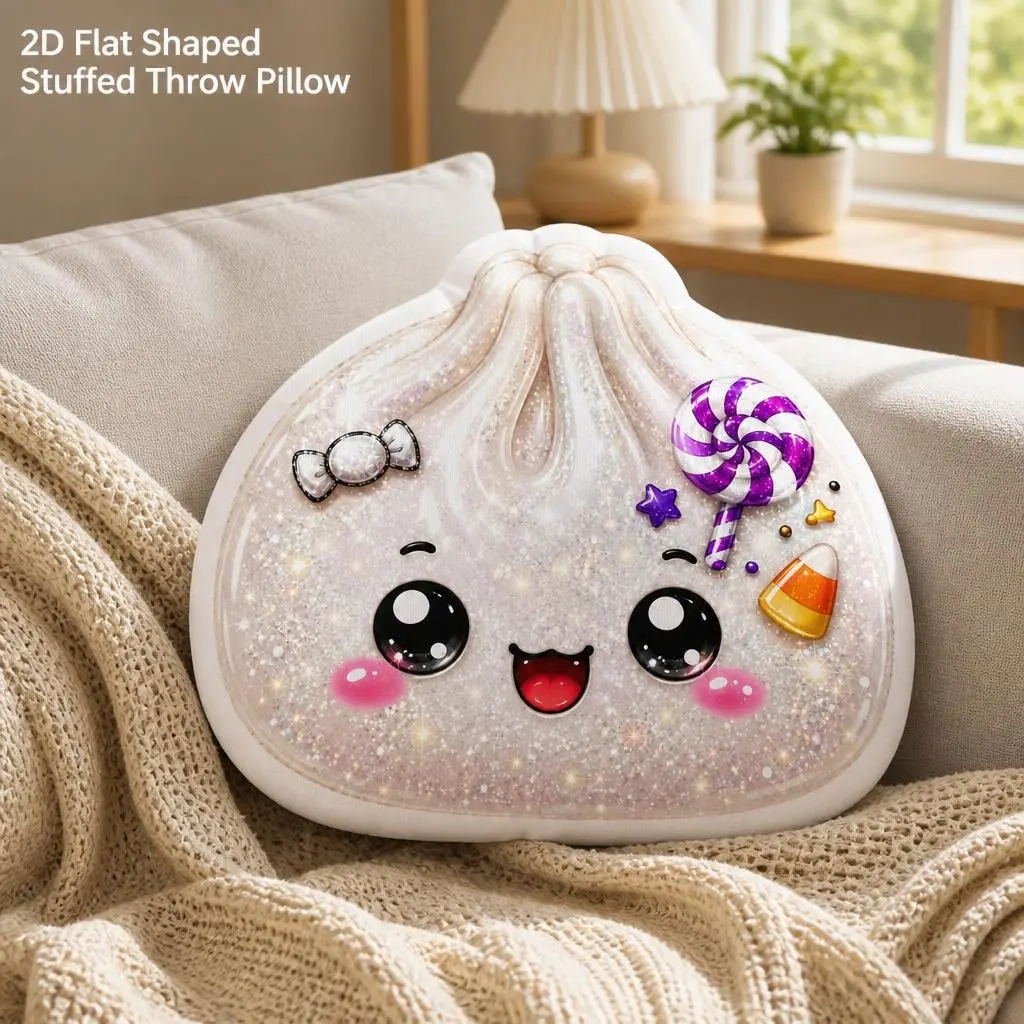 Dumpling Candy Lollipop Stuffed Throw Pillow - Cute Household Textile Cushion for Room Decor, Game Day Use