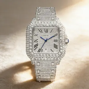 Luxury Men's Watch with Simulated Diamonds – 42mm Waterproof Bling Timepiece, Ideal Valentine’s Day or Birthday Gift for Him! high-end quartz watch. stand out accessory. A variety of colors with optional.