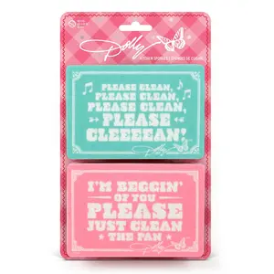 DOLLY SINGING SINK SPONGES with Parody Lyrics & Dolly Logo on Pink Gingham Backer for Gifting or Everyday Use