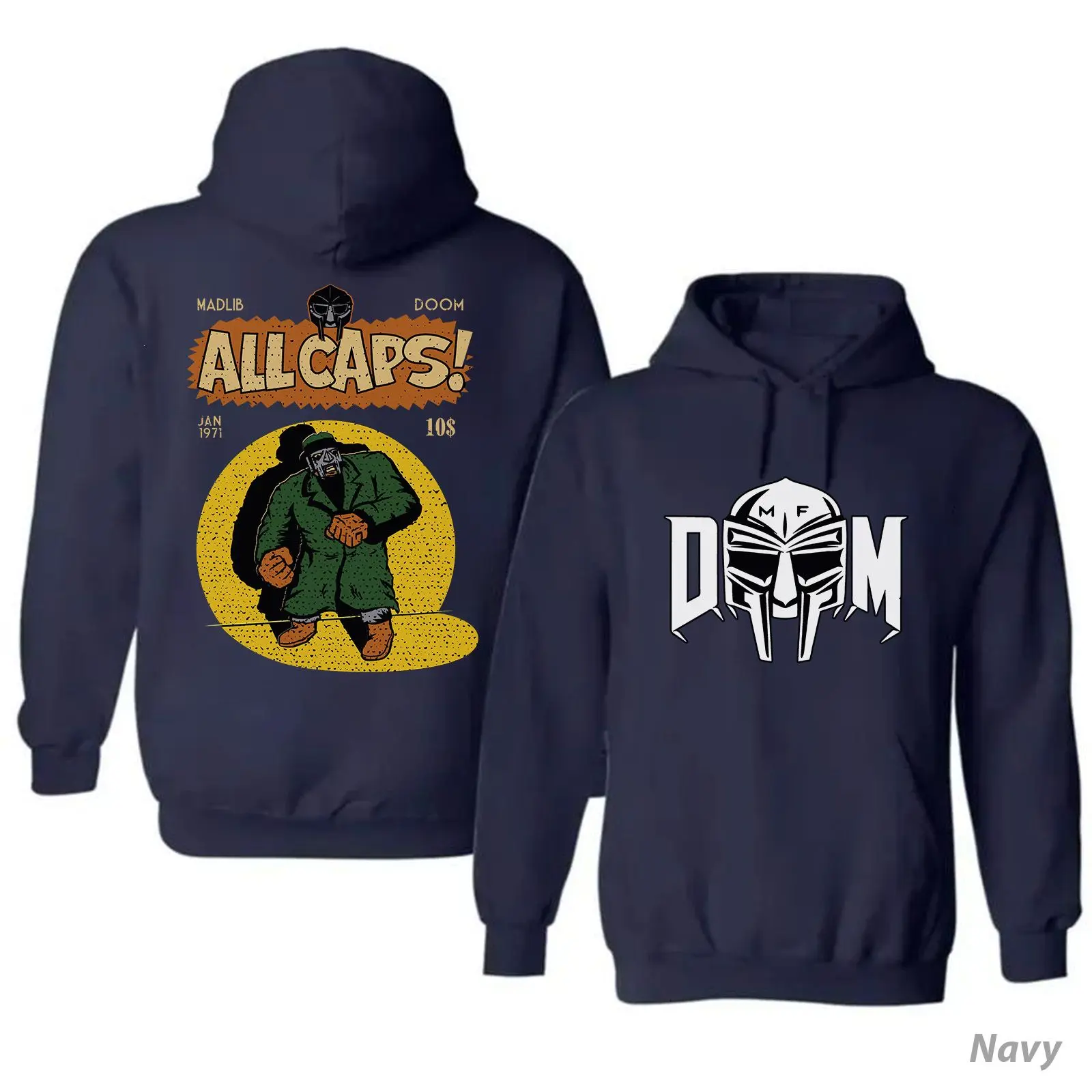 MF DOOM All Caps Forest Green Hoodie, Hip Hop Tribute Pullover