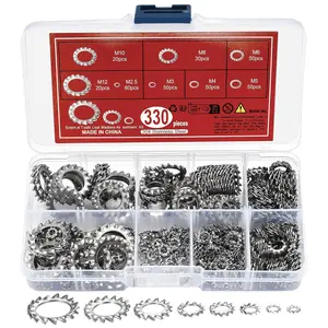 330 count External   Lock Washers, Stainless Steel External Starlock Washers Assortment Set,  Locking Ring Washers Kit - M2.5 M3 M4 M5 M6 M8 M10 M12
