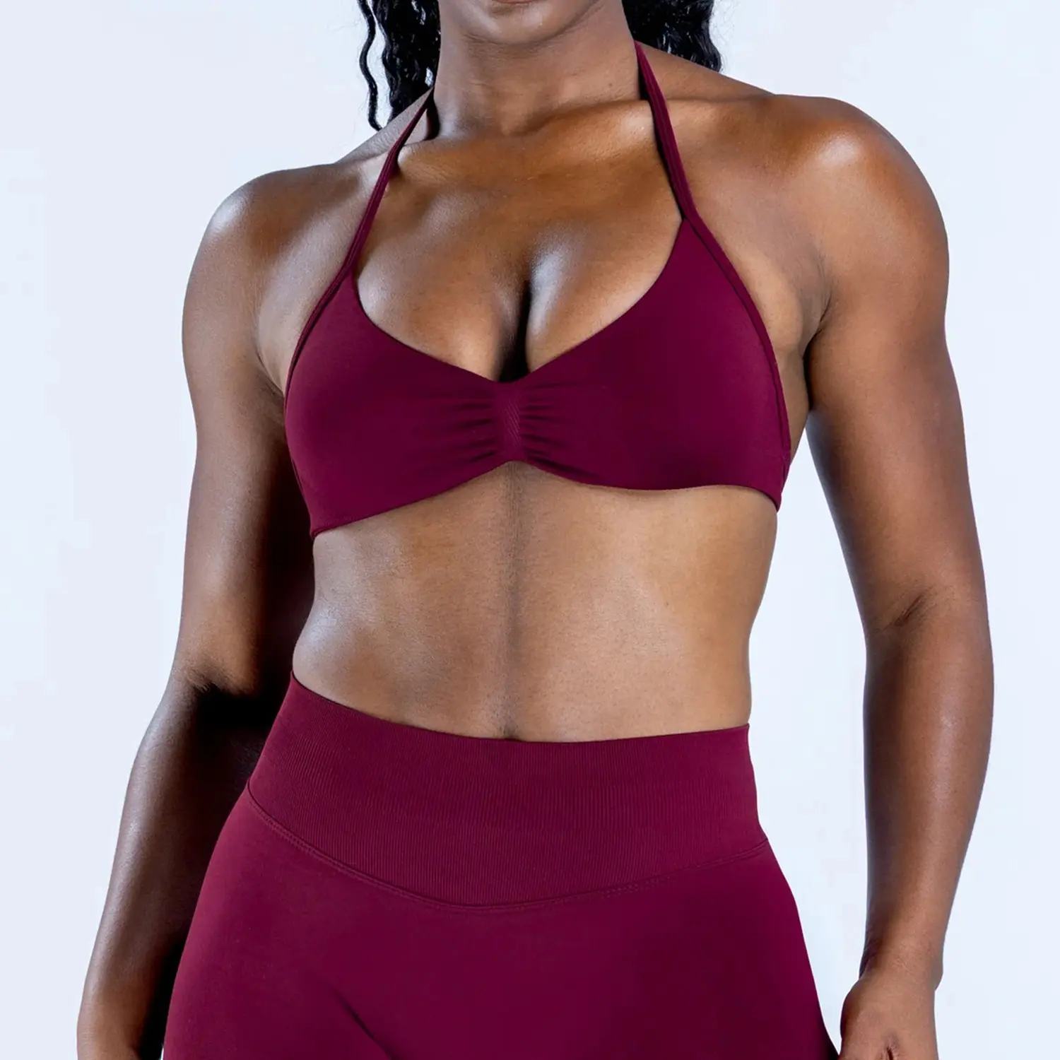 DFYNE halter neck bra with backless design and hip-lifting shorts are highly elastic and won't dig into your skin. They're versatile enough for both workouts and everyday wear. DFYNE halter neck bra with backless design and hip-lifting shorts are highly elastic and won't dig into your skin. They're versatile enough for both workouts and everyday wear.