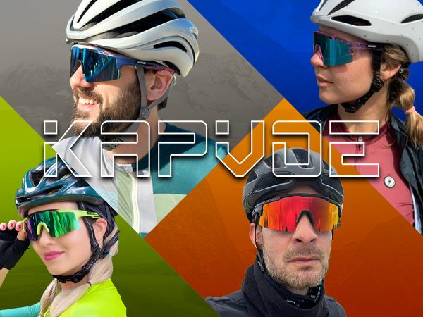 KAPVOE Polarized Cycling Glasses Sports Sunglasses for Men Women, UV400 MTB Bicycle Mountain Bike Glasses with 3 Lenses