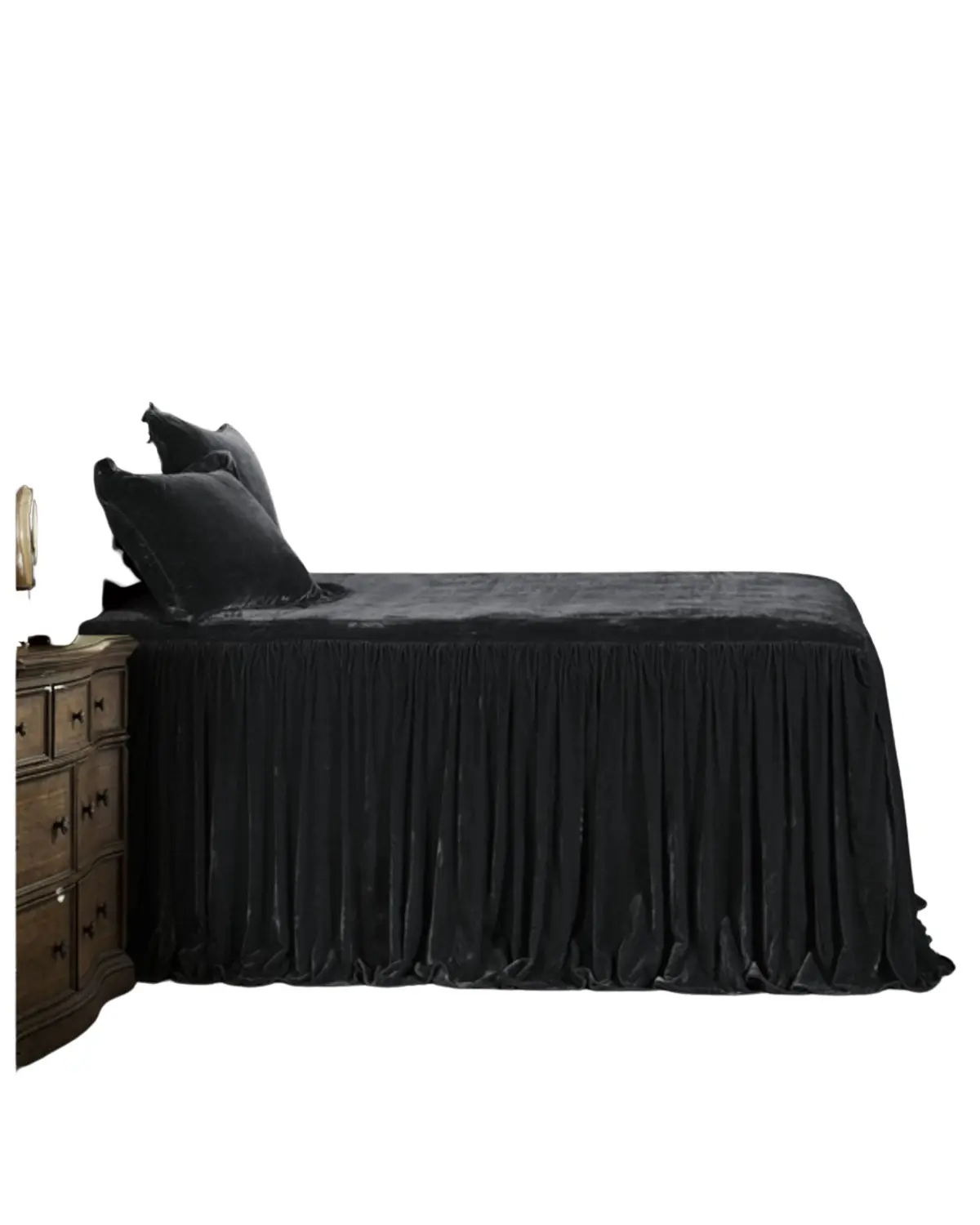 Hiend Accents Unisex Stella Faux Silk And Velvet King 3-Piece Bedspread Set - Fb6900-Kg-Bk