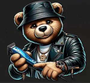 Barber Bear Ready to Press Heat Transfer DTF Transfer Direct to Film for Cotton and Polyester Fabrics 300-320°F Press Settings