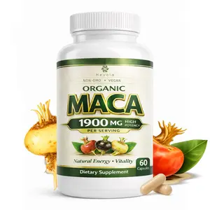 Organic Maca Root Supplement – Black, Red & Yellow – 1900 mg per Serving – 60 Capsules – Gelatinized Peruvian Maca · Non-GMO, Gluten-Free, Vegan