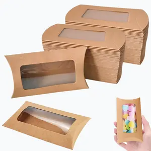 10/50 pillow-shaped boxes, kraft paper sweet boxes, candy display decorations, wedding sweet box arrangements, European-style candy boxes, party decorations, party gifts