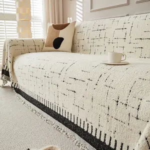 Zeus Half Velvet Sofa Cover, Full Sheet Design, Drapey, Non-Slip, Anti-Scratch, All-Season Couch Protector, Polyester Fiber