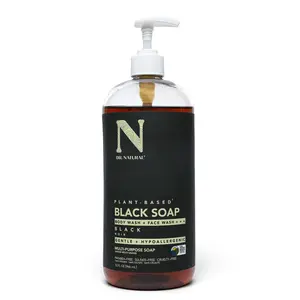 Dr. Natural Multi-Purpose Black Liquid Soap, Natural West African Body Wash - 32 oz