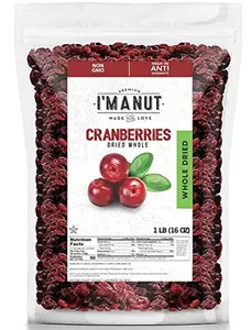 Dried Cranberries Original 1 Pound (16 oz) Batch Tested Gluten & Peanut Free | Resealable Bag | High in Antioxidant | Great for Salads, Cooking and Mixes | Sweetened