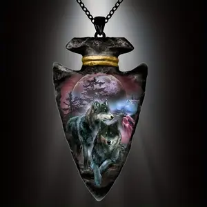 Hip hop punk pendant necklace, unisex jewelry, durable metal chain, perfect gift for women, Halloween, carnival, daily wear, wolf jewelry, Halloween accessories, nature inspired design, exquisite craftsmanship