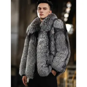 Men's Faux Mink Fur Coat Square Collar Zipper Short Windproof Warm Loose Casual Jacket Youth Style Holiday Outfit