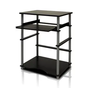 Black Compact Office Desk with 23.6-in Surface and Keyboard Tray, Ideal for Dorm or Home Office Small-Space Setups