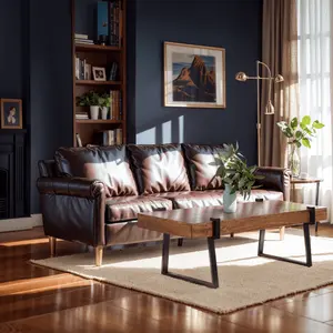 MangoLuxe-N Coffee Tables,46" Small Coffee Table,Modern Wood Coffee Table for Living Room, Office, Reception Room,Brown
