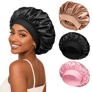 Silk Sleep Bonnet Satin Hair Wrap For Curly Natural Hair Soft Elastic Night Cap Frizz Control