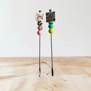 Cocktail or Coffee Stirs - Decorative Stirrers with Colorful Beads and Unique Designs for Mixing Drinks