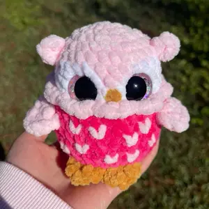Handmade Crochet Pink Owl