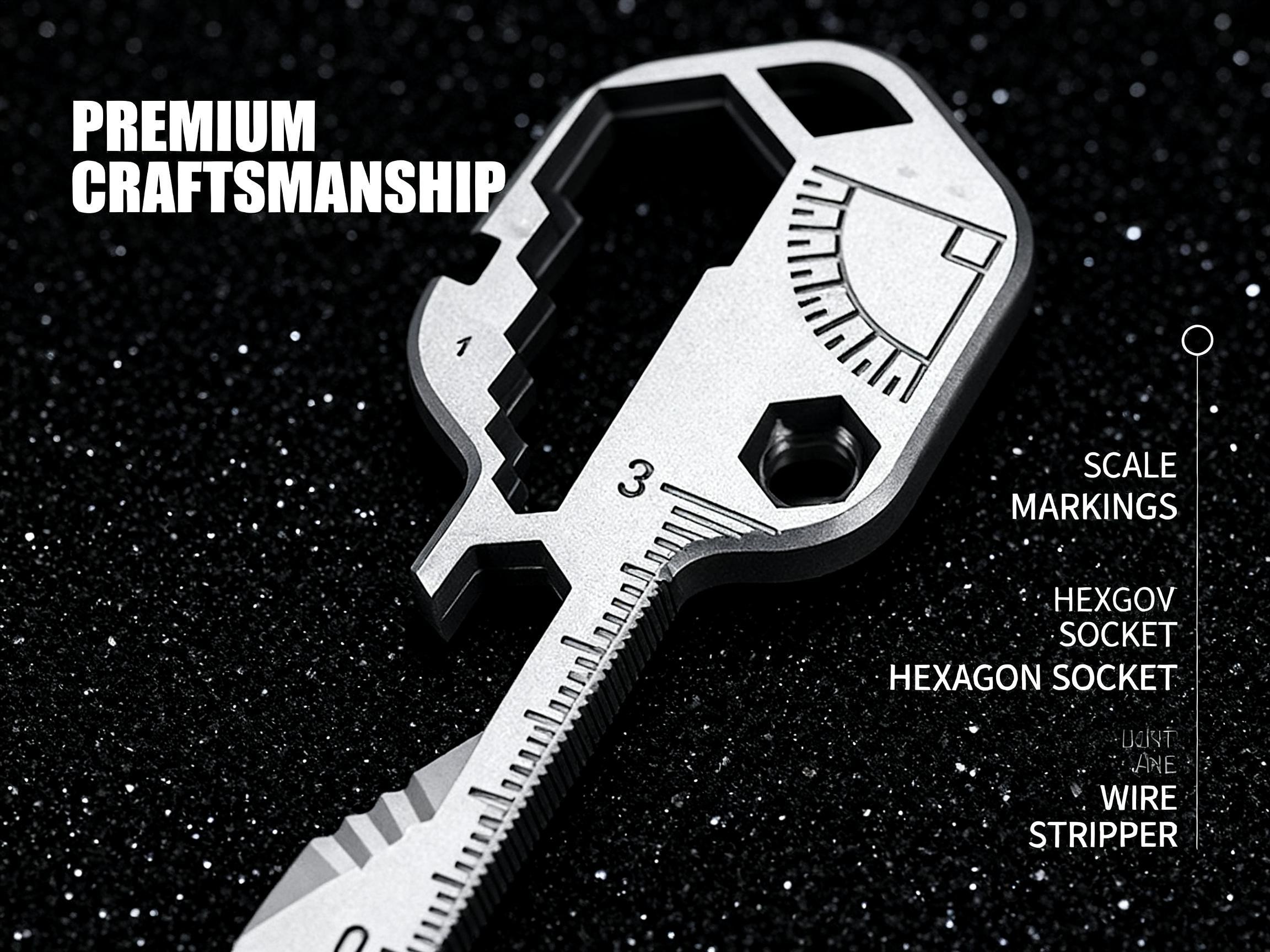 Key Shaped, Pocket Multi-Tool, 16-in-1, Small Utility Kit, Lightweight Stainless Steel, EDC Gear, Portable, Durable, Ultimate Survival Tool, Camping Essentials, Gift for Men