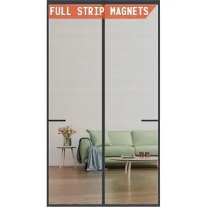 Screen Door Upgraded-Model Full Strip ,Fiberglass Heavy Duty Mesh Door Net Screen with ,Full Frame Seal Retractable Mosquito Net for Door Single Front,Fit to 36"x80"