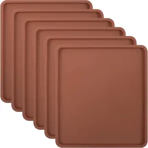 6PCS Silicone Food Dehydrator Sheets with Edge, Compatible with 12" x 11" Trays, Square Non-stick Reusable High Temperature Resistance Dryer Tray Mats