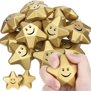 DEEKIN 72 Pieces Star Stress Balls 1.6 Inch Mini Foam Ball Stress Relief Toys for Teens, Adults, Student Prizes, Party Bag Fillers(Positive Style)
