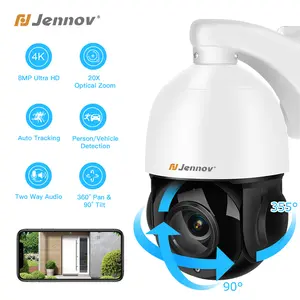 4K 8MP Outdoor PTZ IP POE Camera with Pan Tilt 20X Optical Zoom & Human Detection, Speed Dome Security Camera with 320ft IR Night Vision, Auto Tracking, Hikvision Onvif Compatible Digital Audio camera security cameras for home camaras de seguridad